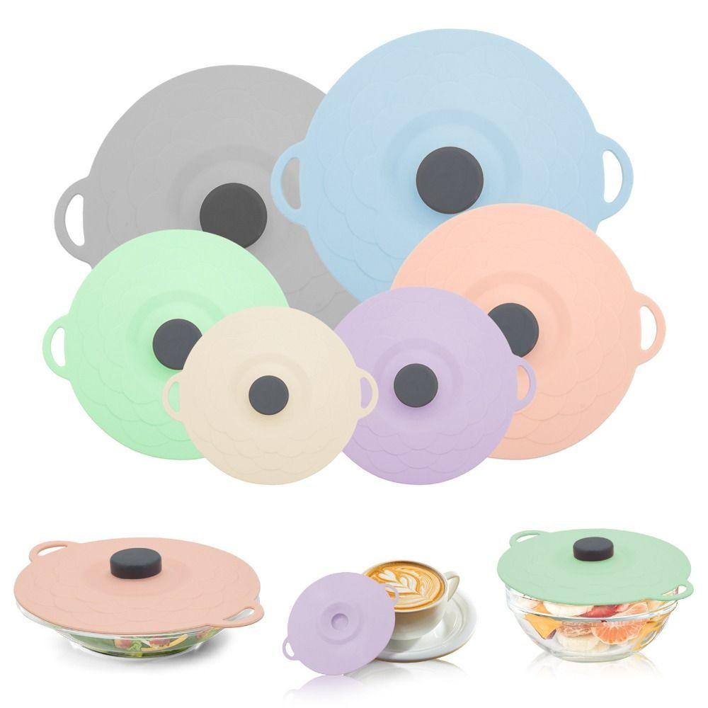5Pcs Sealed Food Fresh Cover Anti-spill Tableware Pot Lid Universal Fresh Keeping Cover Plates
