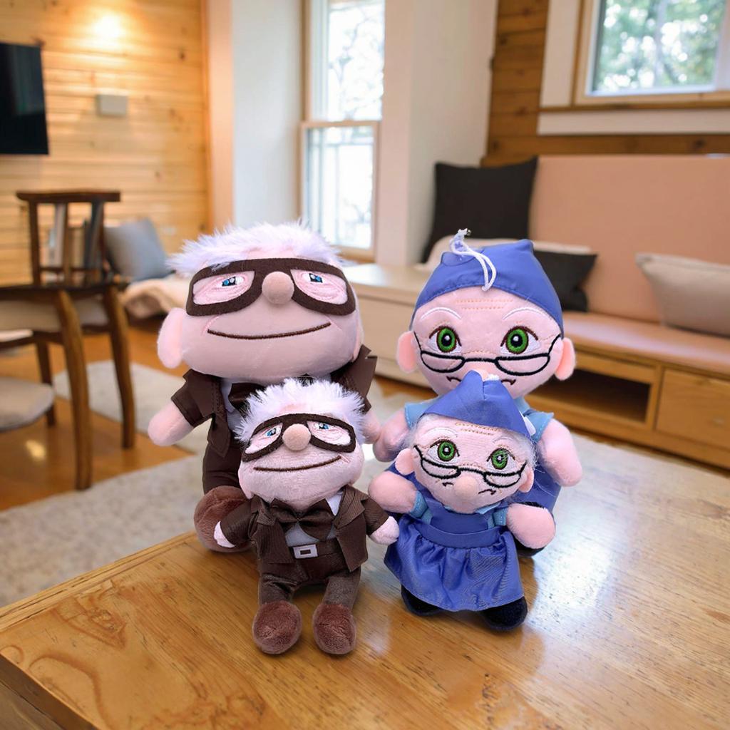 2 unidades/juego 14/20 cm Juguetes la Película UP Carl Abuelo Abuela Dibujos Animados Rellenos Suaves de Felpa Carl Up Peluches Regalos para Niños