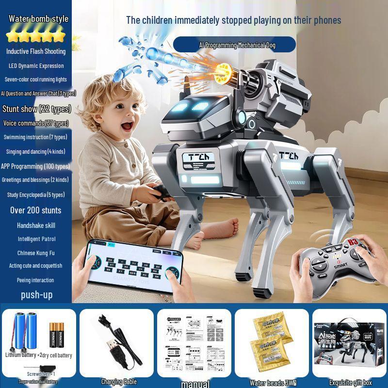 Smart AI Robot Dog Toy - Programmable Mechanical Pet with Remote Control for Children's Day Gift.