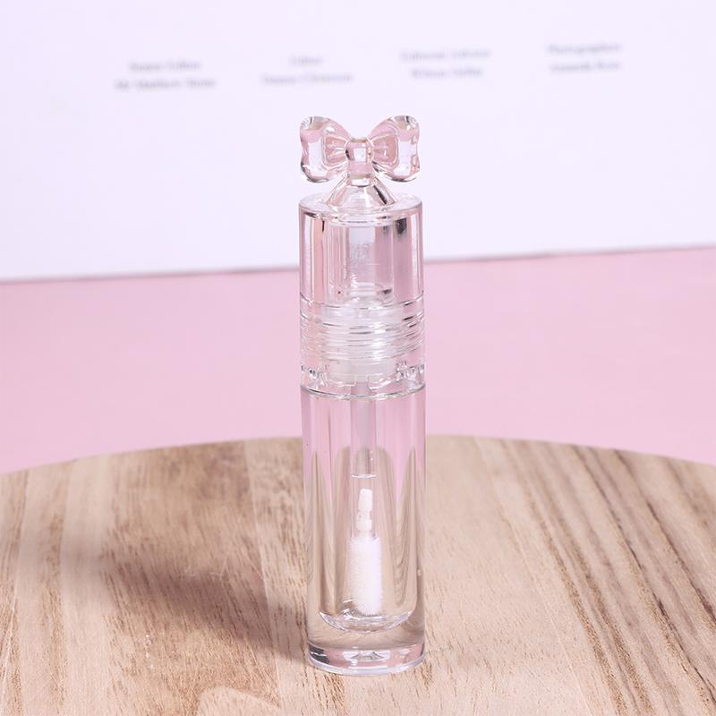 Cute Creative Bow Shape Lip Gloss Tubes Clear Empty Diy Cylindrical Lip Balm Tubes 2.5Ml With Wand Refillable Lipstick Bottle