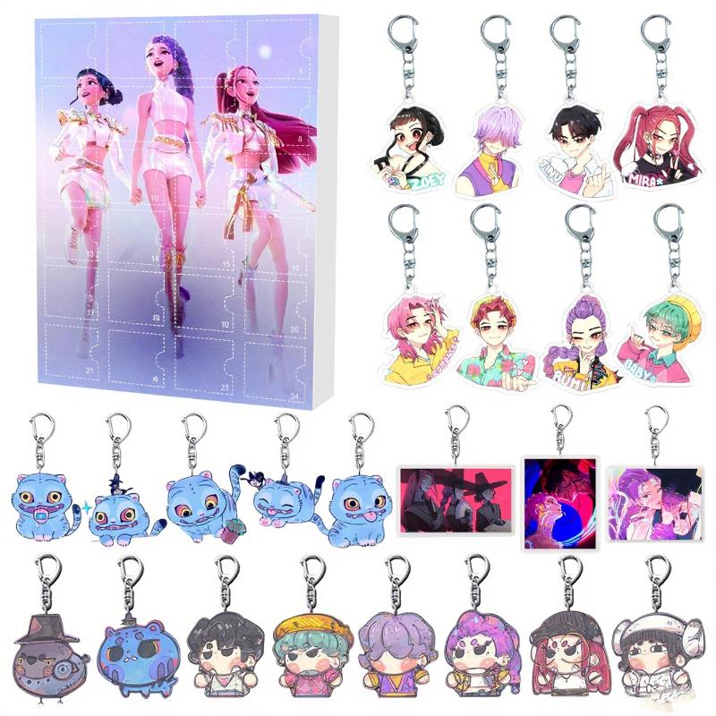 24Pcs Kpop Demon Hunters Figure Blind Box Anime Game Ornament Acrylic Keychain Bag Charm Funny Game Collectibles Gift