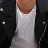 Men's Black Stainless Steel Italian Horn Pendant Necklace - Quanxi Water PN1503