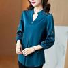 Spring Autumn Solid Colour Plus Size Women's Short Thin Section V Collar Seven Minute Sleeve Chiffon Shirt