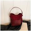 Ielgy Retro Fashion Hand-Carry Bucket Bag Autumn Winter Frosted Casual Shoulder Bag Niche High-End Female Bag