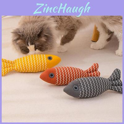 New Cross-border Pet Cat Toy Striped Linen Wave Fish For Self-entertainment