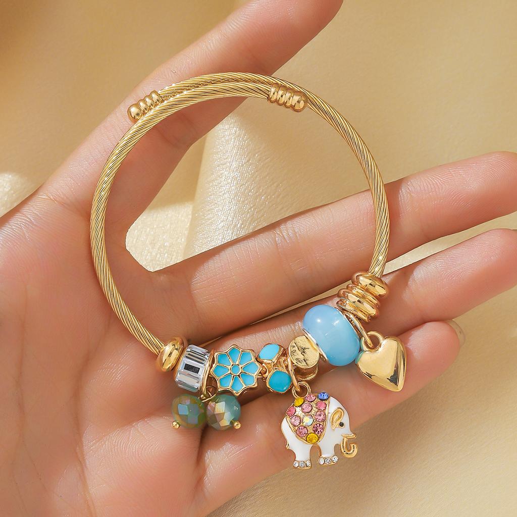 1 Women's Pan Family Style Elephant Peach Heart Life Tree Pendant Alloy Bracelet Outdoor Travel Banquet Party Festival Gift