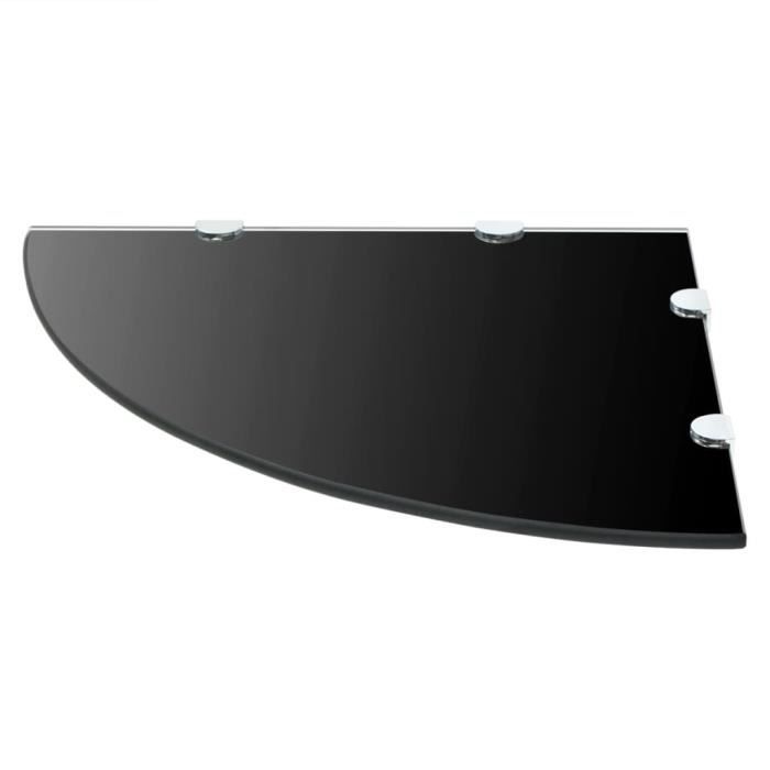 VidaXL Étagères d'angle 2 pcs et supports chromés Verre Noir 45x45 cm
