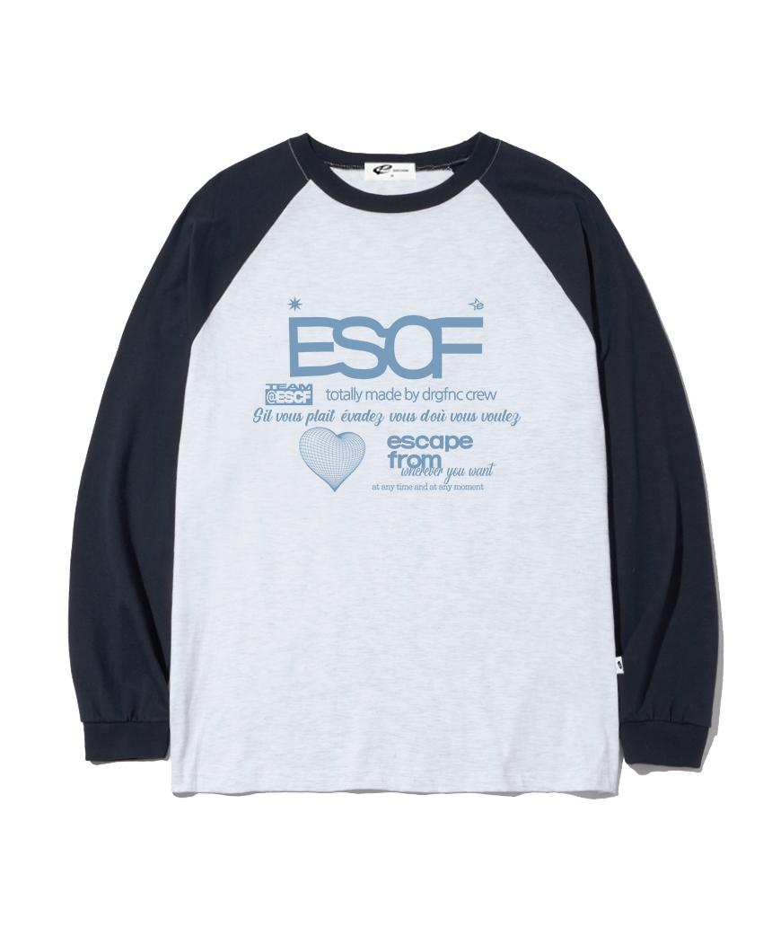 Escape From Sky Blue Heart Crew Collection Print Long Sleeve Navy M