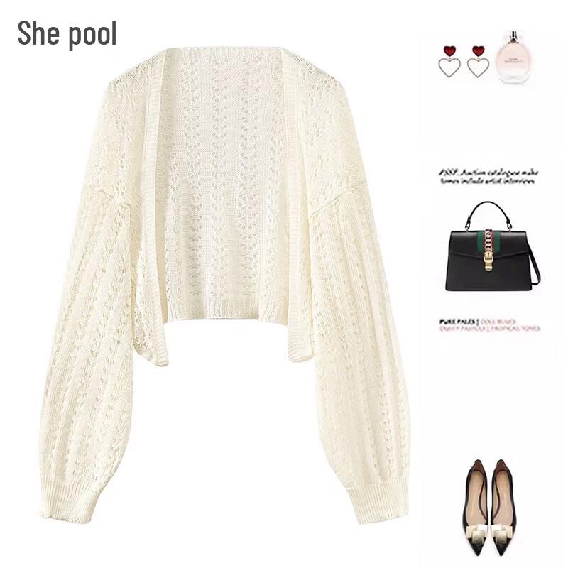 Women s Hollow Knit Short Cardigan One Size