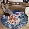 1pc Spirited Away Chihiro Round Carpet Anime Design Office Chair Mat, Non Slip Rug for Home Decor
