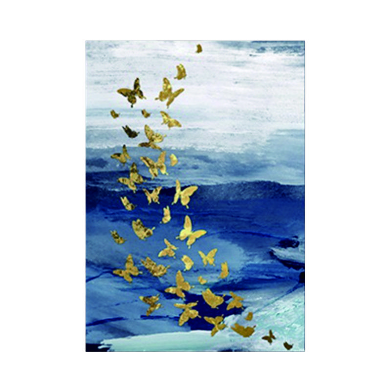 Modern Canvas Decorative Painting Golden Butterfly Living Room Abstract Drawing Sofa Background Wall Dancing Poster Frameless