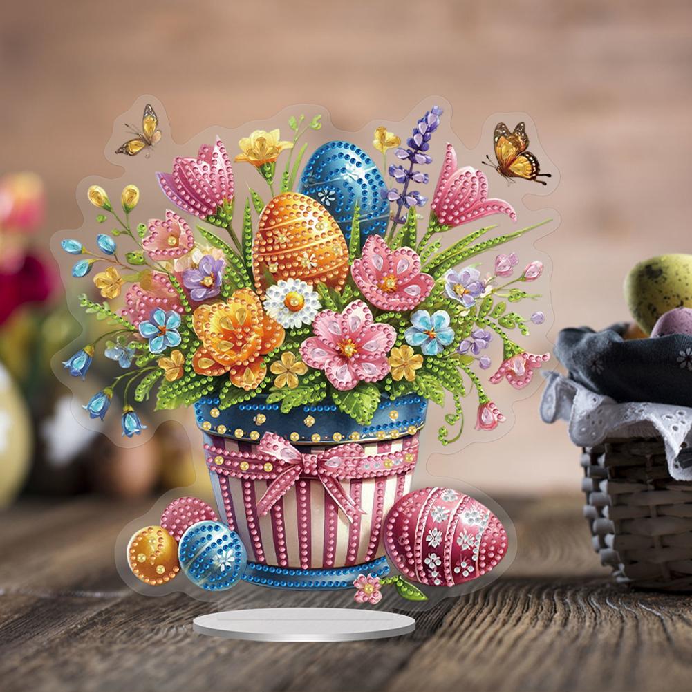 5D DIY Diamond Painting Desktop Ornaments Kits Easter Special Shaped Diamond Painting Desktop Decoration for Home Office Desktop