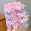 6Pcs Girl Hairpin Hand-Sewn Bow Hair Clip with Imitation Pearl Beads Macaron Color Safe Scalp-friendly Hairpin Hair Accessories