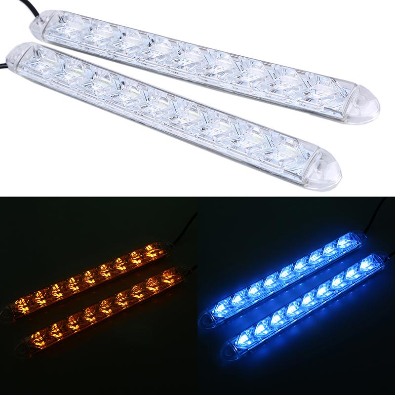 Flexibilné LED denné svietenie do auta Vodotesné šípkové blikače Výstražné svetlá Biely/Jantárový pásik Smerové svetlá