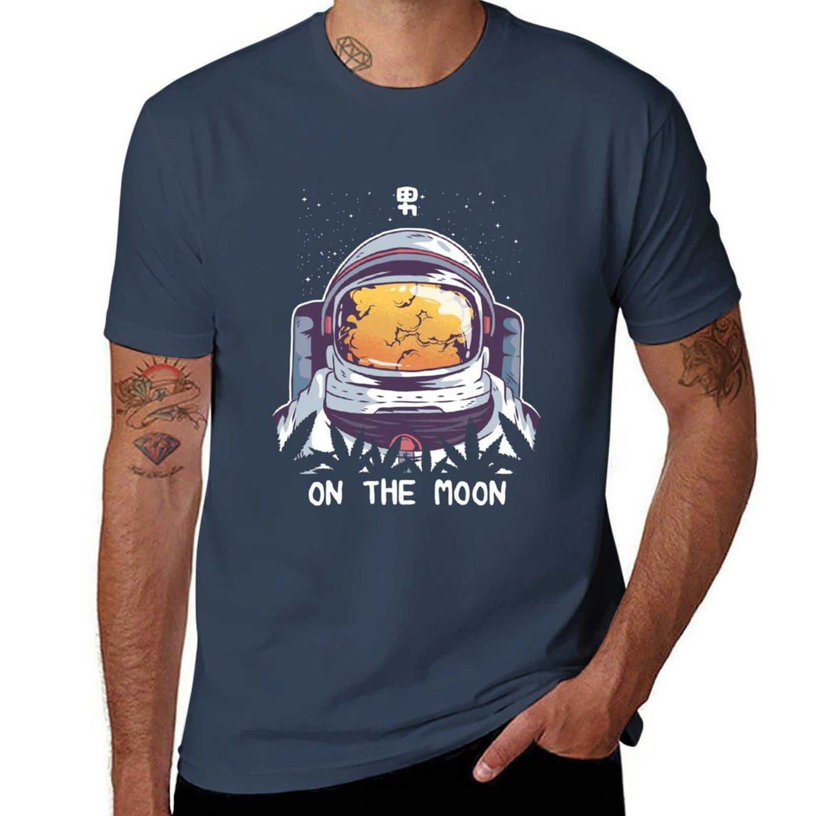 Man On The Moon Artwork TShirt AntiWrinkle Short Sleeve TShirt S