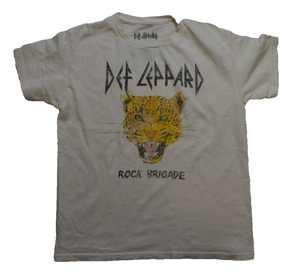 Def Leppard Youth Girls Rock Brigade Cream Tee Shirt New S M L XL M