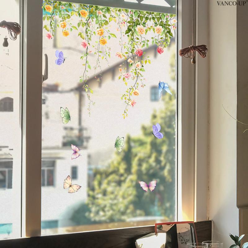 3D Tulip Flower Window Stickers Static Cling Waterproof Floral Decal Windows Decor For Home Bedroom Bathroom Glass Decoration