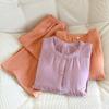 2026 New Women's Spring and Autumn Pajama Set 100% Cotton with Chest Mat Round Neck Long Sleeve Home Clothes Two Piece Set