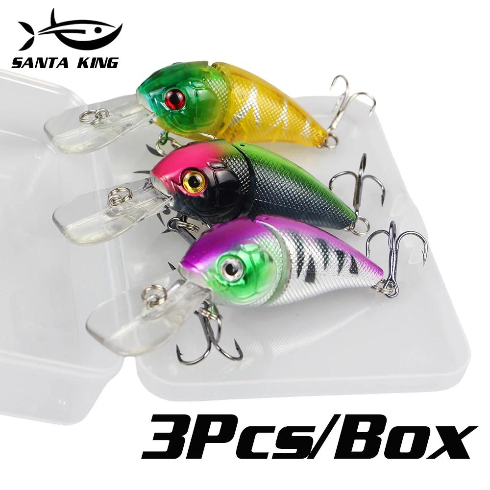 

SantaKing 3Pcs Swimbaits Minnow Hard Fishing Lures 2 Section Crankbaits 3D Eyes Treble Hooks Fishing Tackle Tools 8.5cm 14.1g