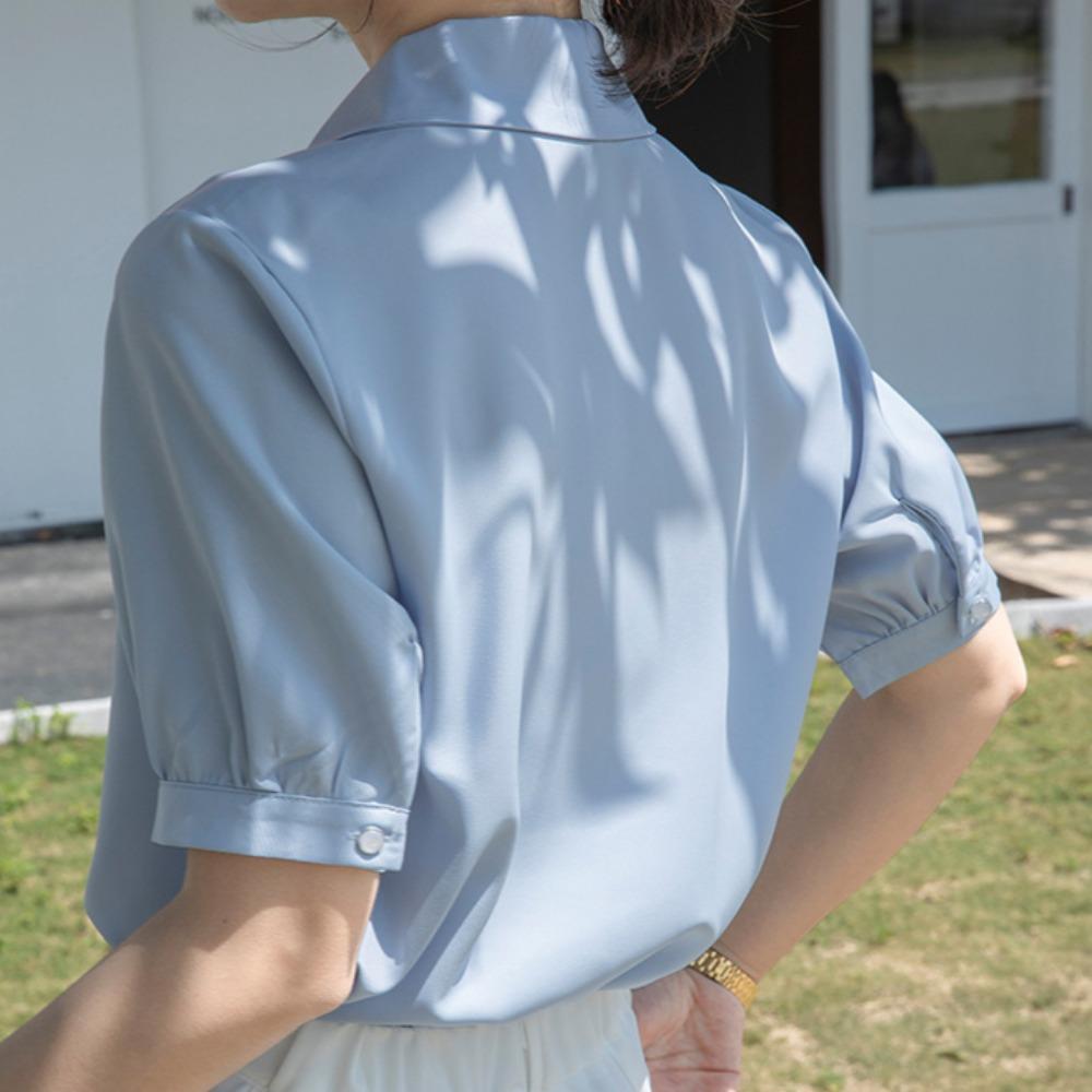 GMXIA Women's Chiffon Shirt Summer Design Tops Loose Slim Lazy Style Short Sleeve Blouse