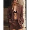 Long Sleeves Lapel Thin Belt Suit Outwear 2010821 Strap Accessories Mid Waist Mini Shorts 3152428