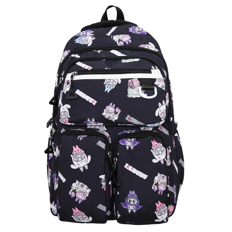 Cartoon Women's Backpack Large Capacity Graffiti Print Student Schoolbag