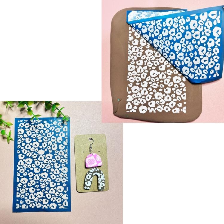 Screen Printing Template with Scraper Clay Earrings Decorative Screen Printing
