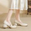 Mary Jane Coarse Heel Small Leather Shoes Women Light Heel Professional Single Shoes Women
