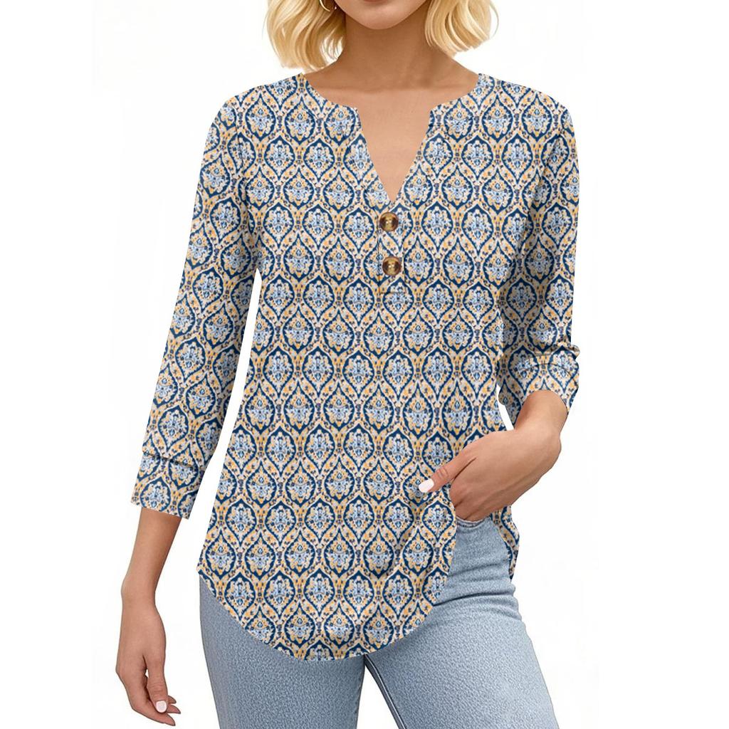 Womens Tops 3/4 Sleeve Heley Shirts For Women Summer Fashion Blouses Beach Vacation Clothes
