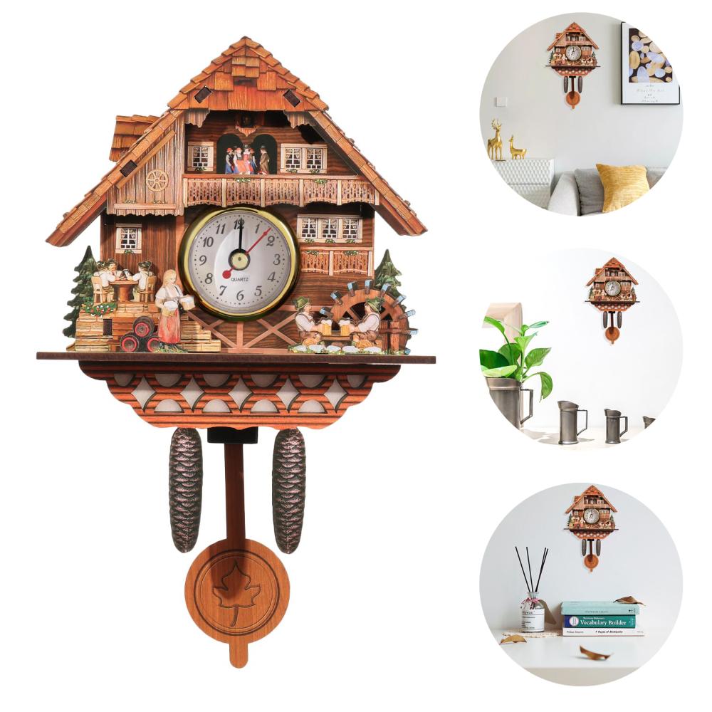 

Living Room Retro Forest House Wall Clock Wooden Quartz Cuckoo Clocks Style 1