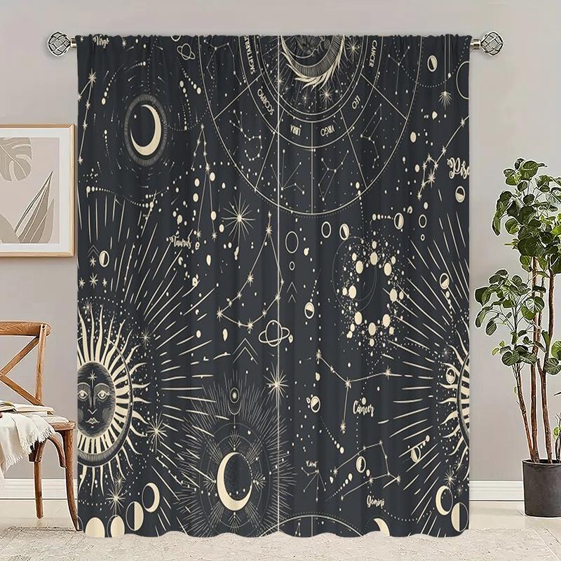 

Selling 100,000 - Ecliptic Constellation environmental protection polyester printed curtain limited time special + gift combinat 23Wx59L(60x150CM)x2