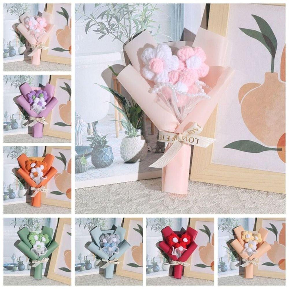 

Wedding Companion Gift Fake Flowers Birthday Gift Knitted Flower New Crochet Flowers рожевий