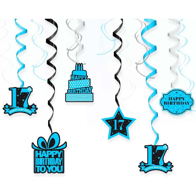 Happy 12th Birthday Hanging Swirls Stars Confetti Cheers to 12 Years Old Bday Hello 12 Theme Decorations Ceiling Hanging Sign Decor for Boys Girls 17