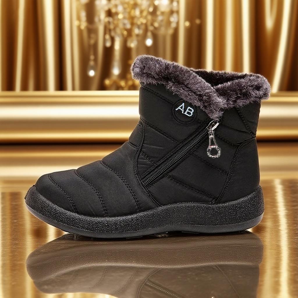 Mode Schnee Damenstiefel Bequeme Damenstiefel Wasserdichte Damenschuhe Reißverschluss Schuhe Frau Weiches Fell Damen Winterstiefel Botas Mujer