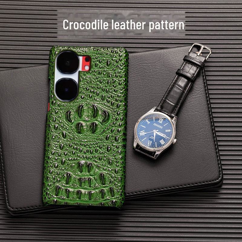 Genuine Leather Crocodile Skull Half Package Case for iQOO Neo6/Neo6SE