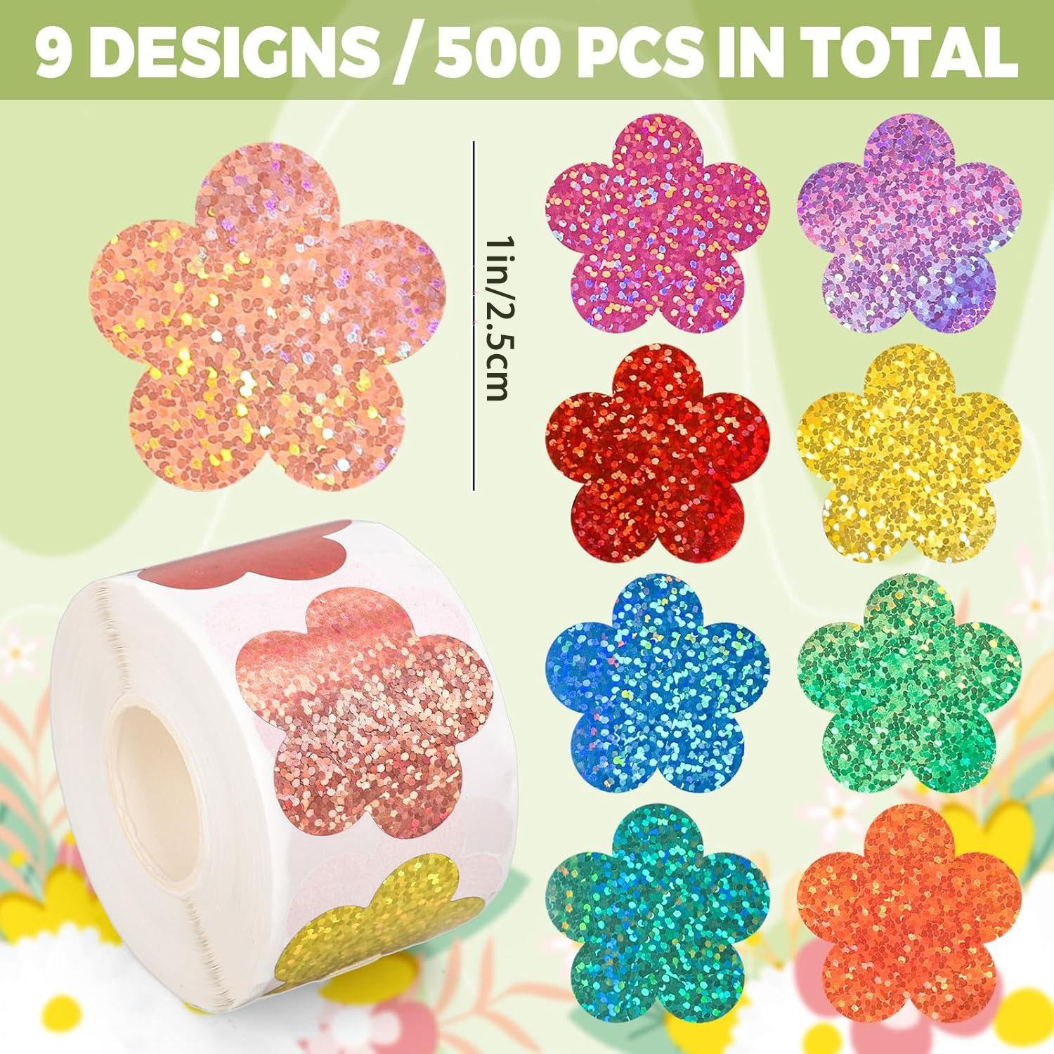 

Cartoon Colorfulful Glitter Flower Decorative Reward Label Stickers Suitable for Teacher Reward Supplies Sticker Gift Decoration