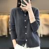 New Autumn and Winter Knitted Slimming Wheat Ear Fashionable Knitted Sweater for Women, Round-neck Long-sleeved Cardigan