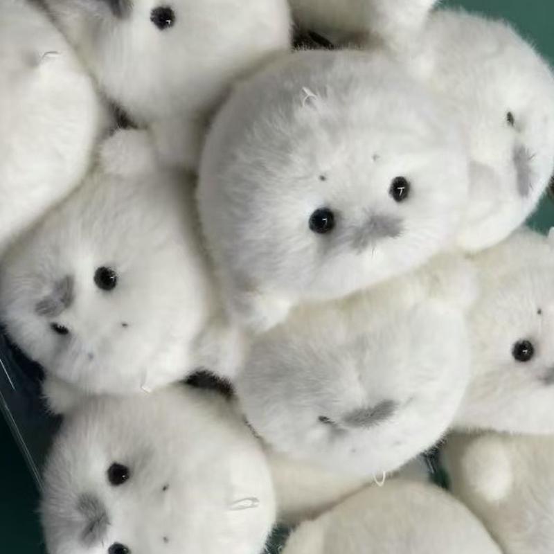 1/2pc Soft Cute Seal Plush Toy Keychain White Seal Plushies Animal Pendant Stuffed Doll Keyring Car Key Accessories Car Ornament