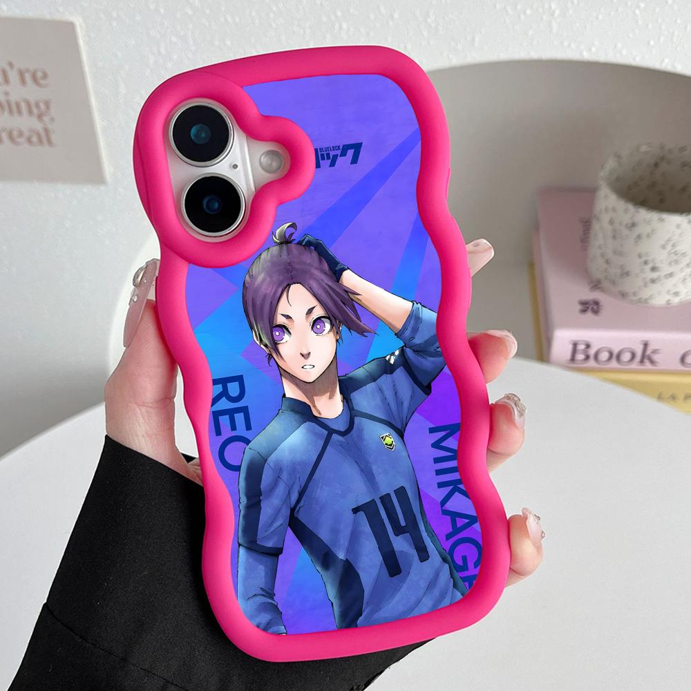 Blue Lock Reo Mikage Wavy Edge TPU Mobile Phone Case for iPhone 17 16 15 14 13 12 11 Air Pro Max Plus Colorful Cover