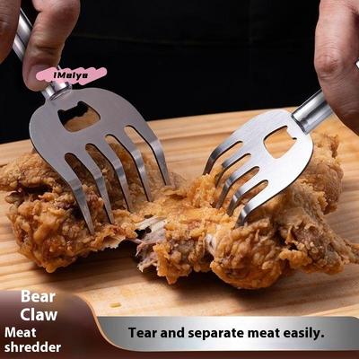 1/2Pcs Ergonomic Stainless Steel Chopping Claws Food Shredding Fork Insulated Kitchen Tool for Easy Chicken And Beef Grilling