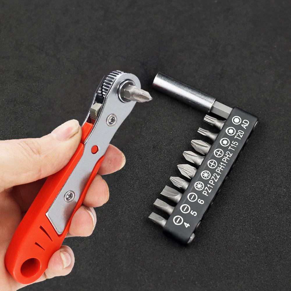 36-Tooth Dual Action Mini Ratchet Wrench Handle with Hexagon and Torx Bit Sockets