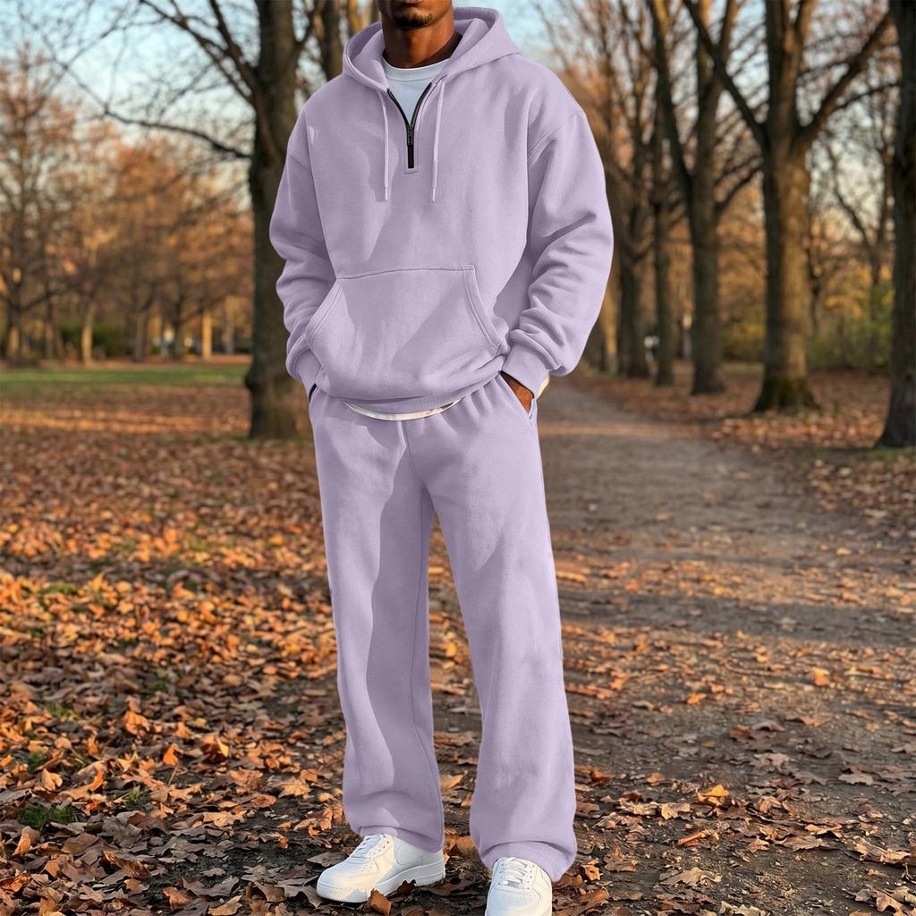 Herren 2-teiliges Set: Reißverschluss-Kapuzenpullover und Jogginghose mit elastischem Bund für Outdoor-Sport und Freizeit