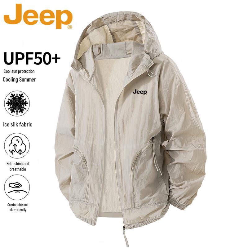 JEEP Men s Summer UV Protection Hooded Lightweight Jacket M