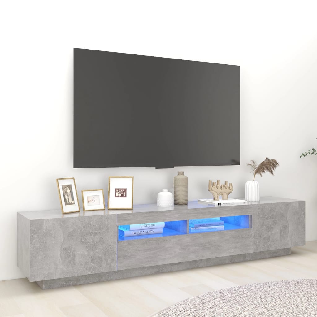 Vidaxl Szafka Pod Tv Z Oświetleniem Led, Szarość Betonu, 200X35X40 Cm