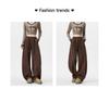 Plus Size High-Waist Casual Wide-Leg Pants for Women - Autumn/Winter Collection