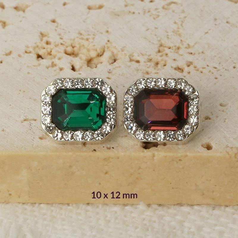 2Pcs Square Diamond Buttons Alloy Coloured  Hand-Sewn Buttons Spot Wholesale Diy Coat High-Grade Button Decorat