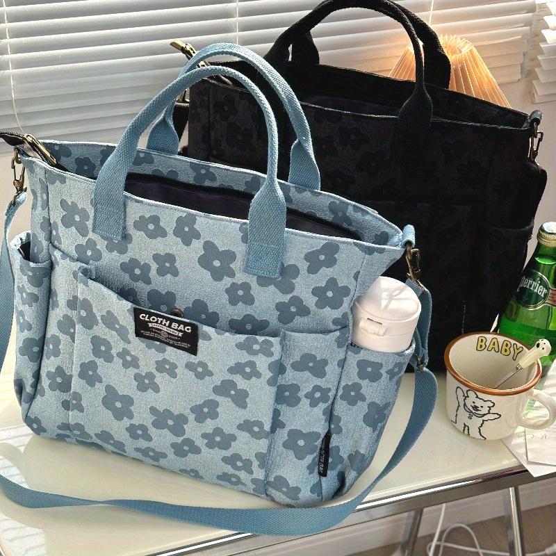Handmade 3D Flower Tote Bag Thickened Zipper Student Class Commuting Simple Handbag Single Shoulder Women'S Bag
