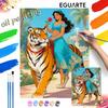 Jasmine and Tiger Oil Painting by Numbers Painting Art Kit. Handmade Diy Painting Home Decoration Gifts
