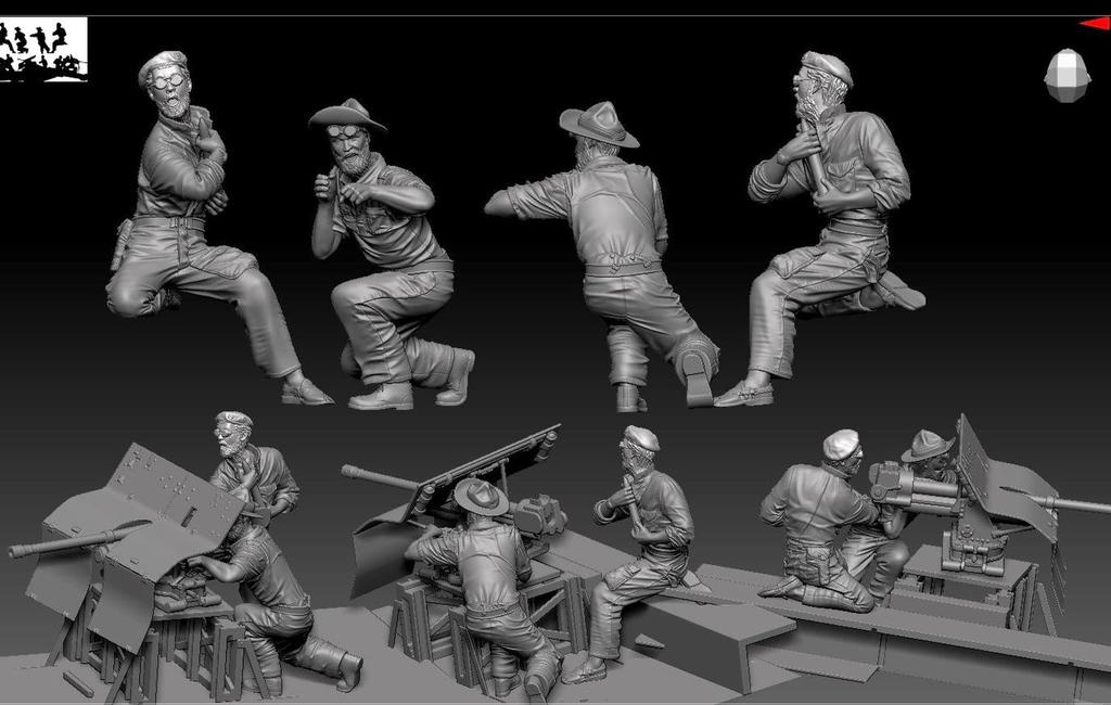 Thunder Model 1/35 British Long Range Desert Group (LRDG) 37mm Onboard Shooting Scene Vol. 5 Resin Kit (3 Figures) TBF3506 (Human)