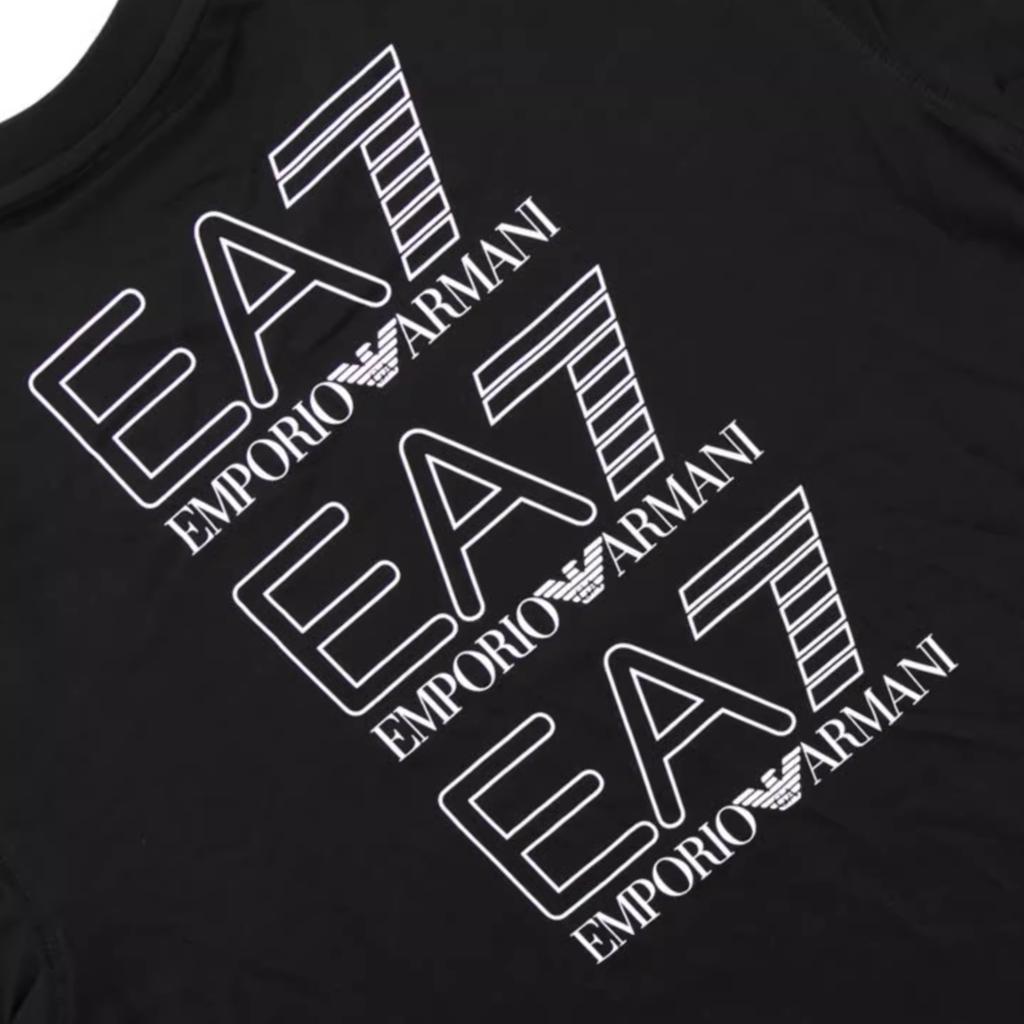 Emporio Armani EA7 FW23 Logo Print Casual Crew Neck T-Shirt Men Tops Black 3DUT02-PJTJZ-1200